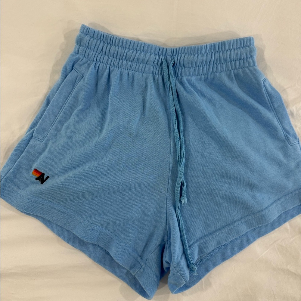 Aviator Nation Light Blue Athletic Terry Shorts